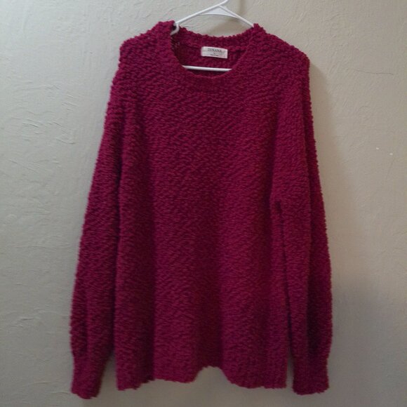 Zenana Popcorn Bouclé Knit Sweater Berry Pink – Women’s Large - Picture 1 of 2